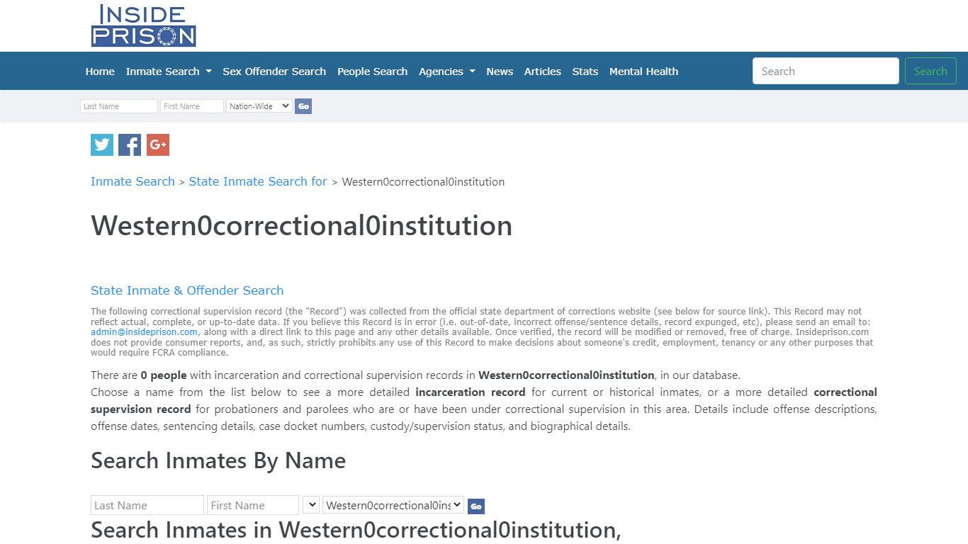 Inmates & Offenders in Western Correctional Institution, - Inside Prison